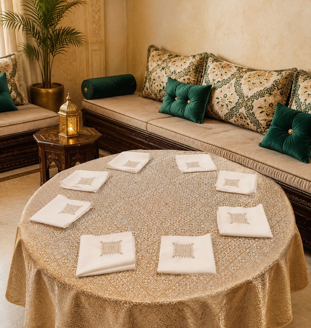 Nappe tarz fassi or et beige